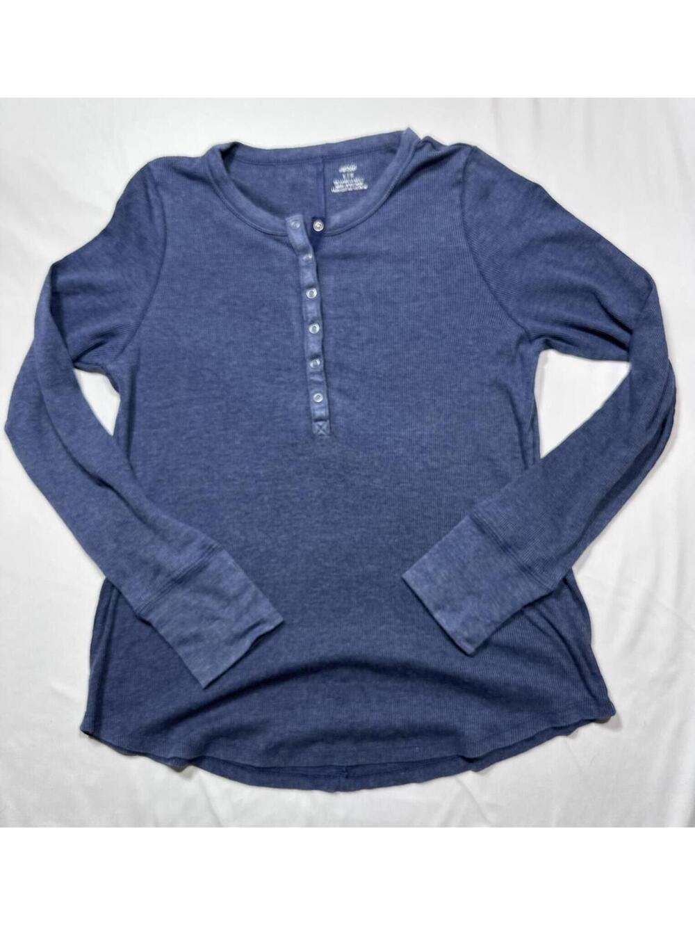 Aerie Cozy Blue Long Sleeve Henley - Size Large